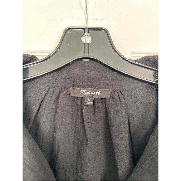 Madewell Crinkle Cotton Cover-Up Mini Shirtdress black size small C16-2 - Picture 3 of 3